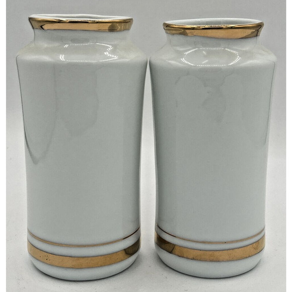 Vintage Set of 2 Japanese Art of Chokin Gold Tone Art Vases Abt 6" Tall SKU U195 - Picture 3 of 6